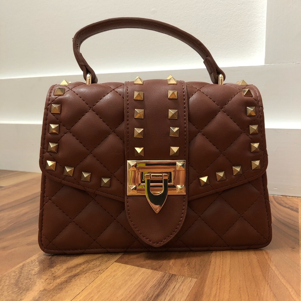 Brown & Gold Studded small purse